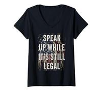 Womens Speak Up - While It's Still Legal: Free Speech USA Vintage V-Neck T-Shirt
