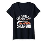 Womens Spearfisher Speargun Spearfishing V-Neck T-Shirt