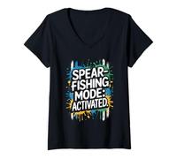 Womens Spearfishing Mode Activated Freediver V-Neck T-Shirt