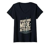 Womens Spearfishing Mode Activated Freediver V-Neck T-Shirt