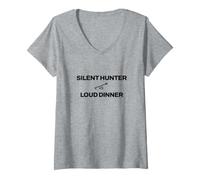 Women's Spearfishing - Silent Hunter Loud Dinner - Freediver V-Neck T-Shirt