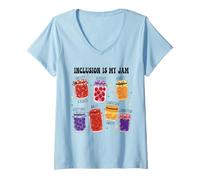 Womens Special Education Teacher Inclusion is My Jam SPED & Autism V-Neck T-Shirt