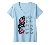 Womens Special Education Teacher Nobody Knows What I Do Funny V-Neck T-Shirt