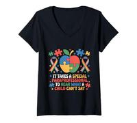 Women's Special Paraprofessional Autism Awareness Puzzle Advocate V-Neck T-Shirt