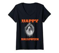Womens Spectre, Ghost or Ghoul in A Mirror Happy Halloween Costume V-Neck T-Shirt