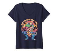 Women's SPED Dino RIZZ EM with TISM T-Rex Autism Teacher Believe V-Neck T-Shirt