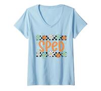 Womens SPED Special Education Teacher Appreciation Neurodiversity V-Neck T-Shirt