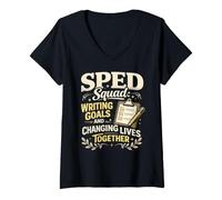 Women's SPED Teacher Squad Writing Goals and Changing Lives V-Neck T-Shirt