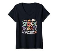 Women's Speech Language Pathology Your Words Matter Hope V-Neck T-Shirt