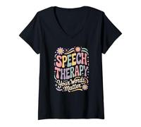Women's Speech Therapist Your Words Matter SLP Appreciation V-Neck T-Shirt