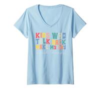 Women's Speech Therapy Kids Communication Joyful V-Neck T-Shirt