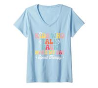 Women's Speech Therapy Kids Retro Communication SLP V-Neck T-Shirt