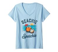 Women's Speech Therapy SLP Beach Vacation Spring, Summer Therapist V-Neck T-Shirt