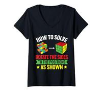 Womens Speed Cubing 3x3 Puzzle Cube Speedsolving Guide Funny V-Neck T-Shirt