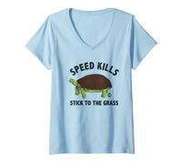 Women's Speed Kills Grass Turtle V-Neck T-Shirt
