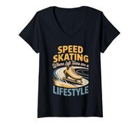 Women's Speed Skating Where Left Turns are a Lifestyle V-Neck T-Shirt
