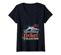 Womens Speeding Ticket Collector Driver Highway Fast Humor V-Neck T-Shirt