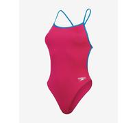Women's Speedo Solid VBack Swimsuit in Pink and Blue - 36
