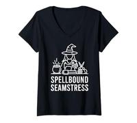 Womens Spellbound Seamstress Sewing Magic Theme V-Neck T-Shirt