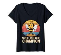 Womens Spelling Bee Champion Teacher Student Retro Coach V-Neck T-Shirt