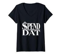 Women's Spend Dat, Spend Dat, Where All My Scammin, Pop Tags, $$$ V-Neck T-Shirt