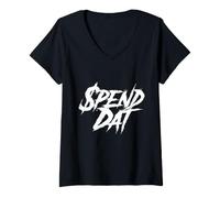 Women's Spend Dat, Spend Dat, Where All My Scammin, Pop Tags, $$$ V-Neck T-Shirt