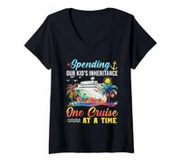 Womens Spending our kid's inheritance one cruise at a time V-Neck T-Shirt