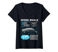 Women's Sperm Whale Fact Sheet V-Neck T-Shirt