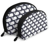 Womens Sperm Whales Travel Cosmetic Bags Waterproof 2PC Makeup Clutch Pouch Cosmetic and Toiletries Organizer Bag Portable Travel Toiletry Pouch Girls