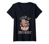 Womens Spicy Bookish Dark Romance Morally Grey Lover Of Spicy Books V-Neck T-Shirt