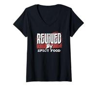 Womens Spicy Food Heat Lovers Funny for Spice Fans and Chili Addict V-Neck T-Shirt