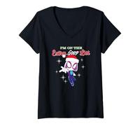 Womens Spider-Man Ghost I'm On The Extra Good List Christmas V-Neck T-Shirt