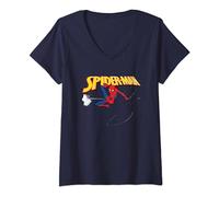 Womens Spider Man Spidey With A Book V-Neck T-Shirt