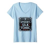 Womens Spider's Silk Tonic Halloween Potion Label V-Neck T-Shirt