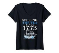 Women's Spilling The Tea History Teacher School Teaching History V-Neck T-Shirt
