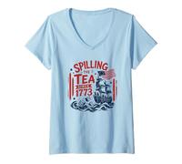 Women's Spilling the Tea Since 1773 Boat V-Neck T-Shirt