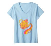 Women's Spilling The Tea Since 1773 Historical Retro Design V-Neck T-Shirt