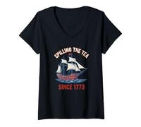 Womens Spilling The Tea Since 1773 Tea Party Boston V-Neck T-Shirt
