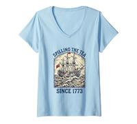 Women's Spilling The Tea Since 1773 V-Neck T-Shirt