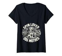 Womens Spin Lover Dog Mother Fitness Fur Exercise Pet |- V-Neck T-Shirt