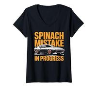 Women's Spinach Mistake in Progress Funny Classic Car Retro Meme V-Neck T-Shirt