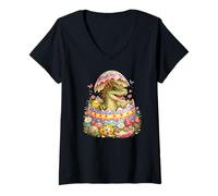 Women's Spinosaurus Easter Egg Hatched | Cute Dino Surprise V-Neck T-Shirt