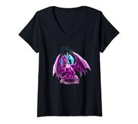 Womens Spiral Dragon Lovers V-Neck T-Shirt