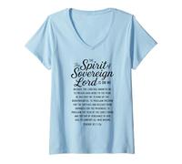 Womens Spirit of The Sovereign Lord Isaiah 61 Bible Verse Scripture V-Neck T-Shirt