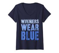 Womens Spirit Winners WEAR Blue Summer Camp Club Competition Cheer V-Neck T-Shirt