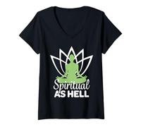 Womens Spiritual As Hell Meditation Yoga Namaste Relaxation Lotus V-Neck T-Shirt