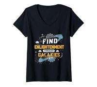 Womens Spiritual Enlightenment Between Stars and Galaxies Motif V-Neck T-Shirt