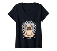 Womens Spiritual Living Energy Healer Reiki Meditation Dog V-Neck T-Shirt