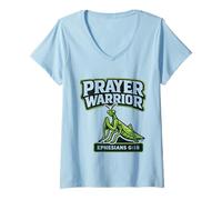 Women's Spiritual Warrior God Prayer Warrior Praying Mantis V-Neck T-Shirt