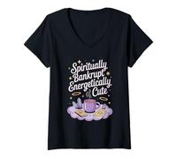 Womens Spiritually Bankrupt Energetically Cute Tarot V-Neck T-Shirt